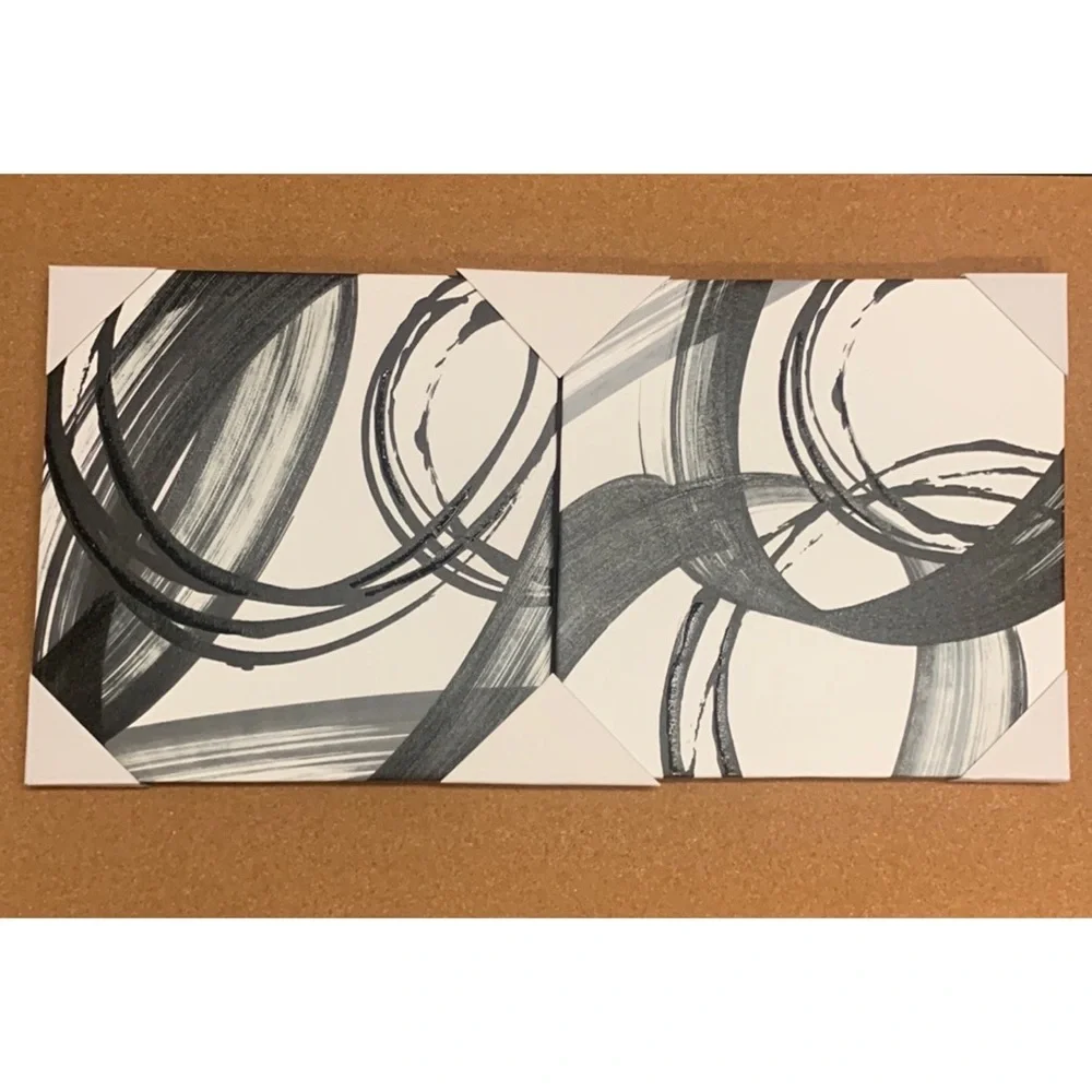 Artissimo Designs Black and White Pop Hand Embellished Canvas